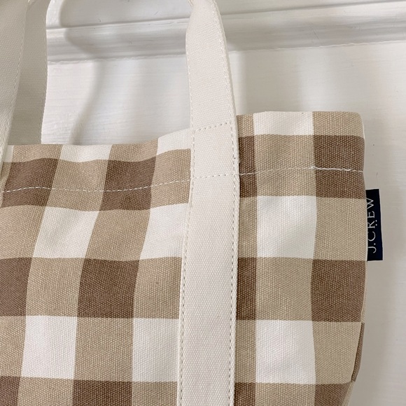 J. CREW FACTORY Mini Structured Canvas Plaid Tote Bag - New With Tags - Picture 5 of 9